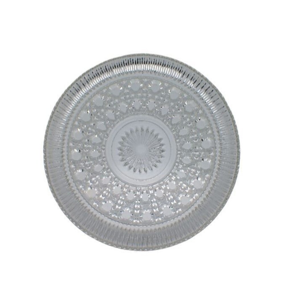 Vintage Federal Glass Windsor Clear 11” Cake Plate Pressed Button & Cane Platter